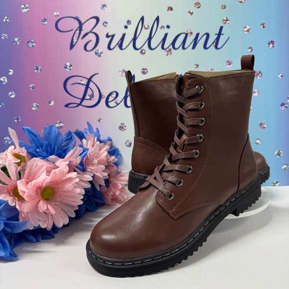 Rollda Shoes - GORGEOUS CHOCOLATE COMBAT BOOTS